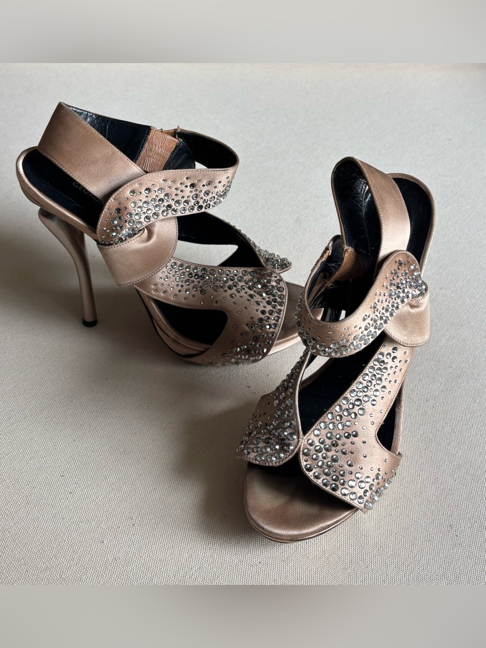 Georgina Goodman Natalia Cristal Satin Platform Sandals - Size 40